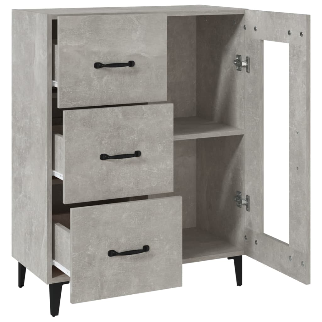 Dressoir 69,5X34X90 Cm Bewerkt Hout Betongrijs