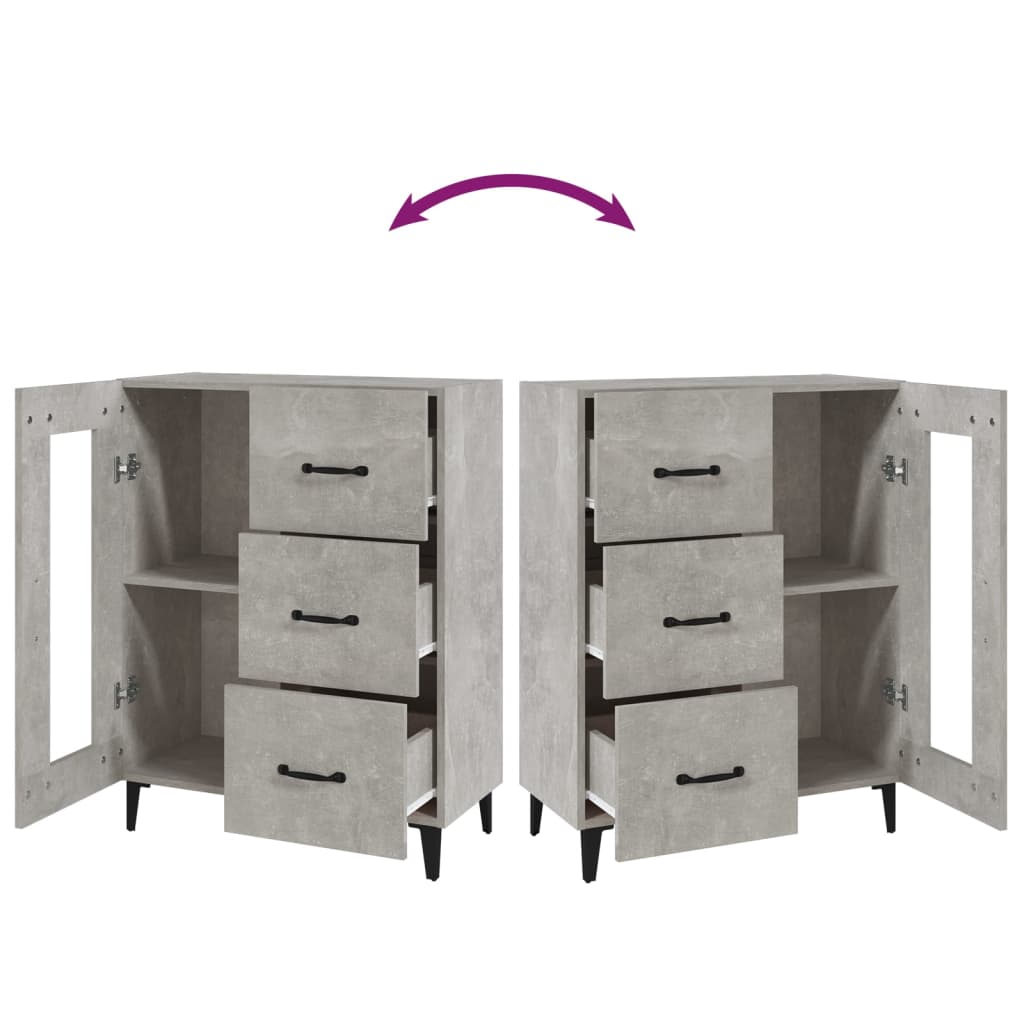Dressoir 69,5X34X90 Cm Bewerkt Hout Betongrijs
