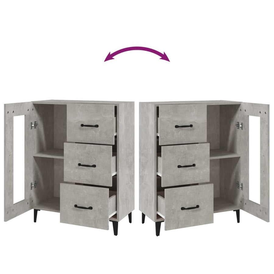 Dressoir 69,5X34X90 Cm Bewerkt Hout Betongrijs