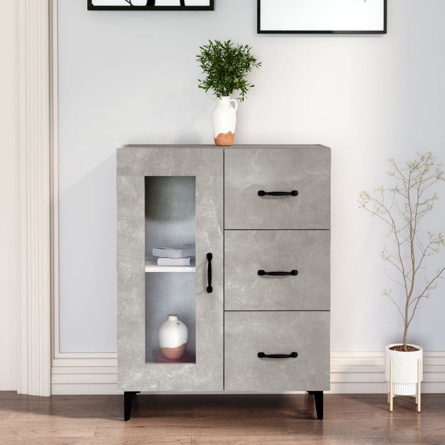 Dressoir 69,5X34X90 Cm Bewerkt Hout Betongrijs