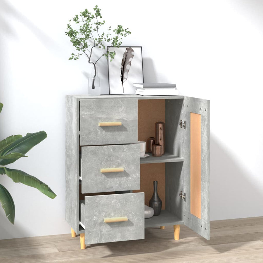 Dressoir 69,5X34X90 Cm Bewerkt Hout Betongrijs