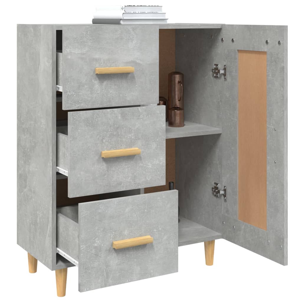 Dressoir 69,5X34X90 Cm Bewerkt Hout Betongrijs