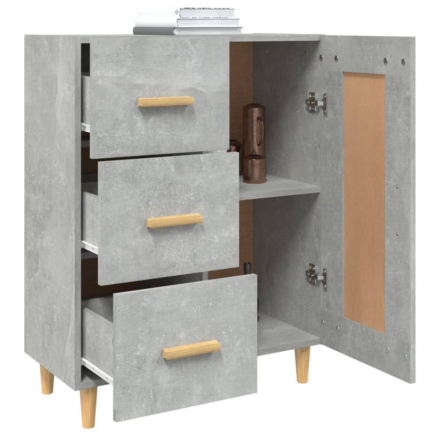 Dressoir 69,5X34X90 Cm Bewerkt Hout Betongrijs