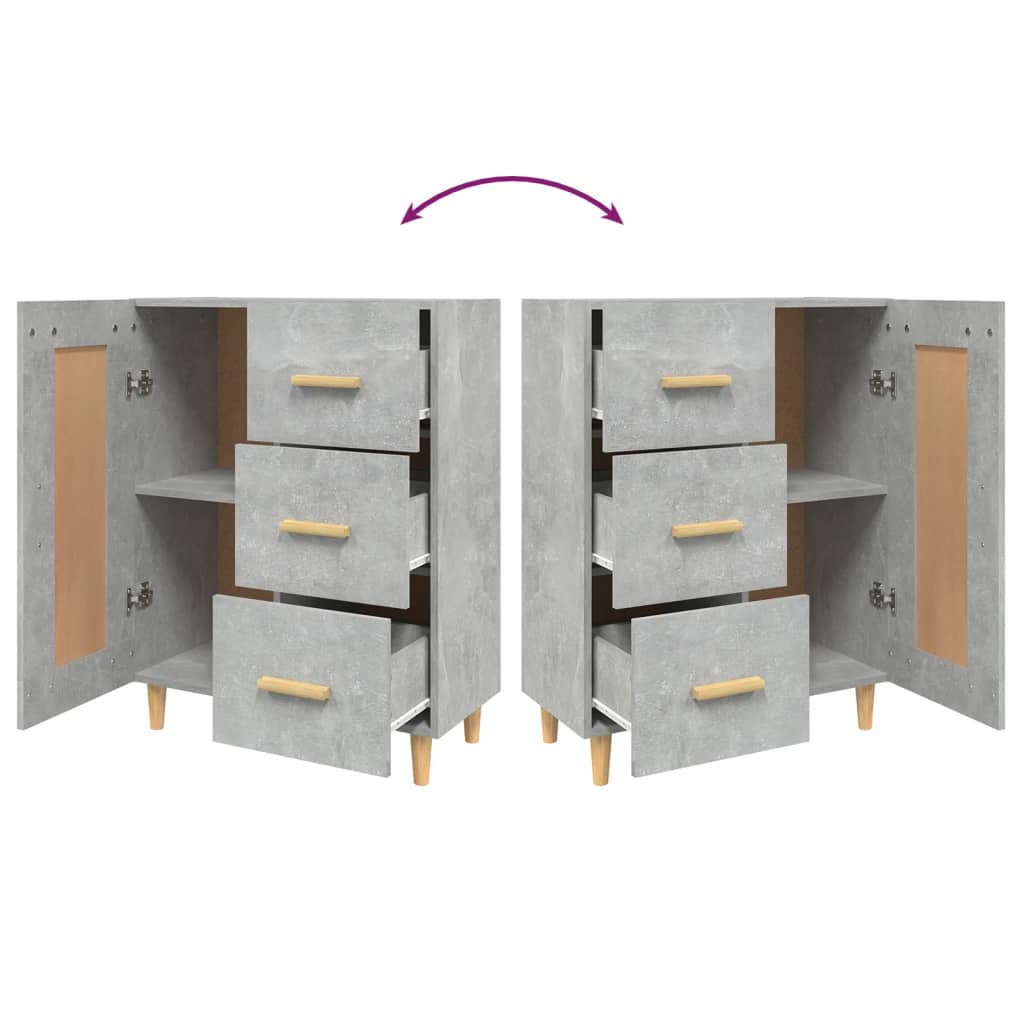 Dressoir 69,5X34X90 Cm Bewerkt Hout Betongrijs