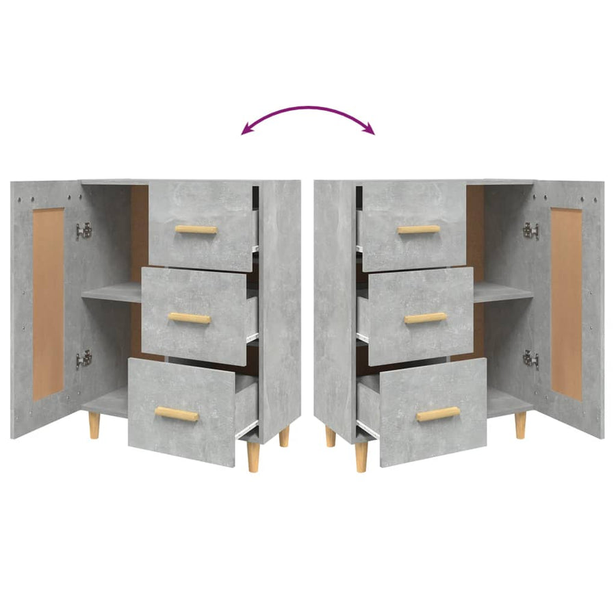 Dressoir 69,5X34X90 Cm Bewerkt Hout Betongrijs