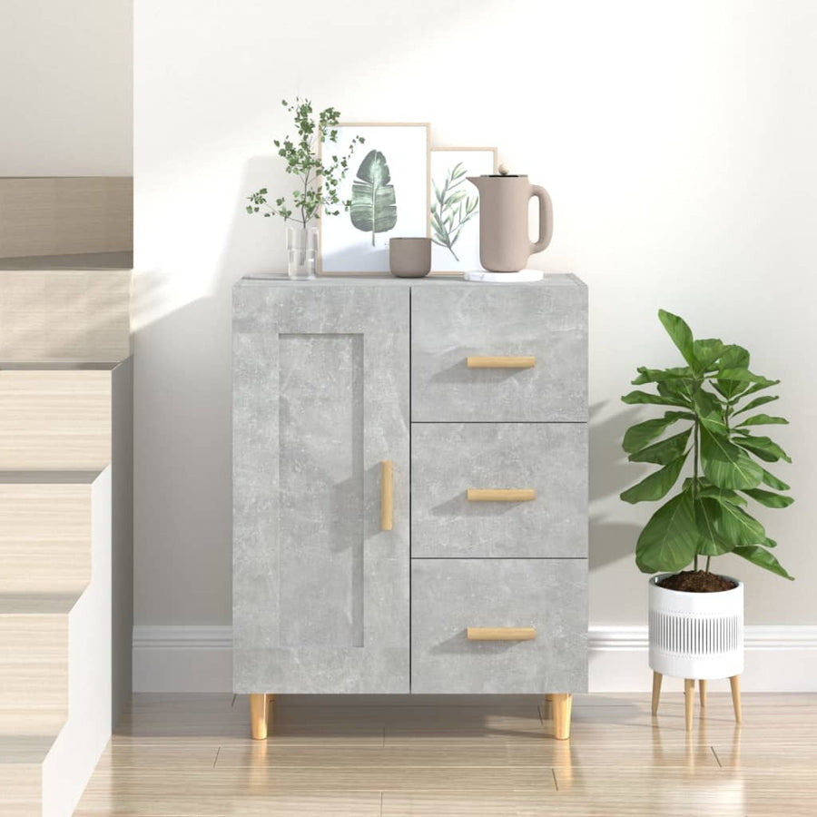 Dressoir 69,5X34X90 Cm Bewerkt Hout Betongrijs