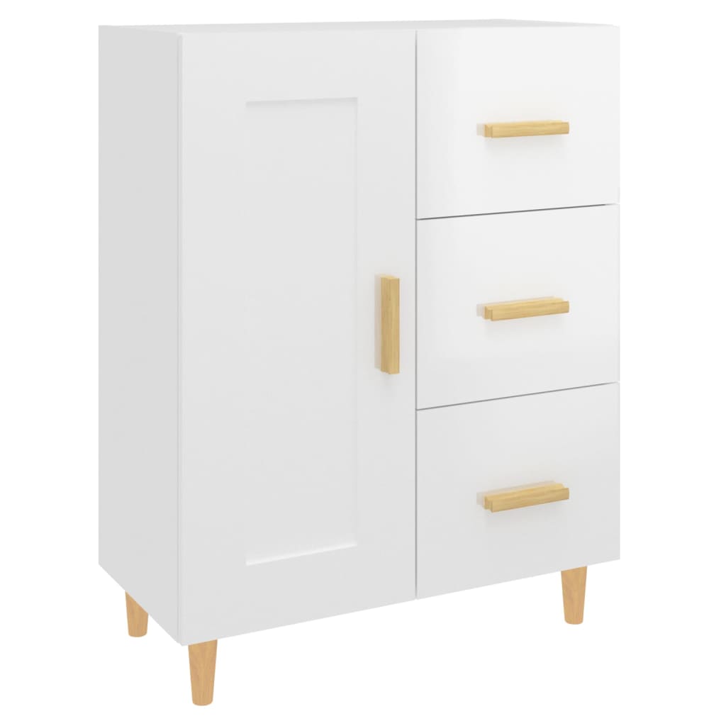Dressoir 69,5X34X90 Cm Bewerkt Hout Hoogglans Wit