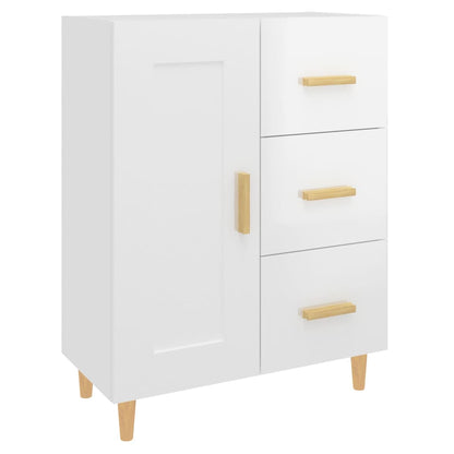 Dressoir 69,5X34X90 Cm Bewerkt Hout Hoogglans Wit