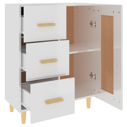 Dressoir 69,5X34X90 Cm Bewerkt Hout Hoogglans Wit