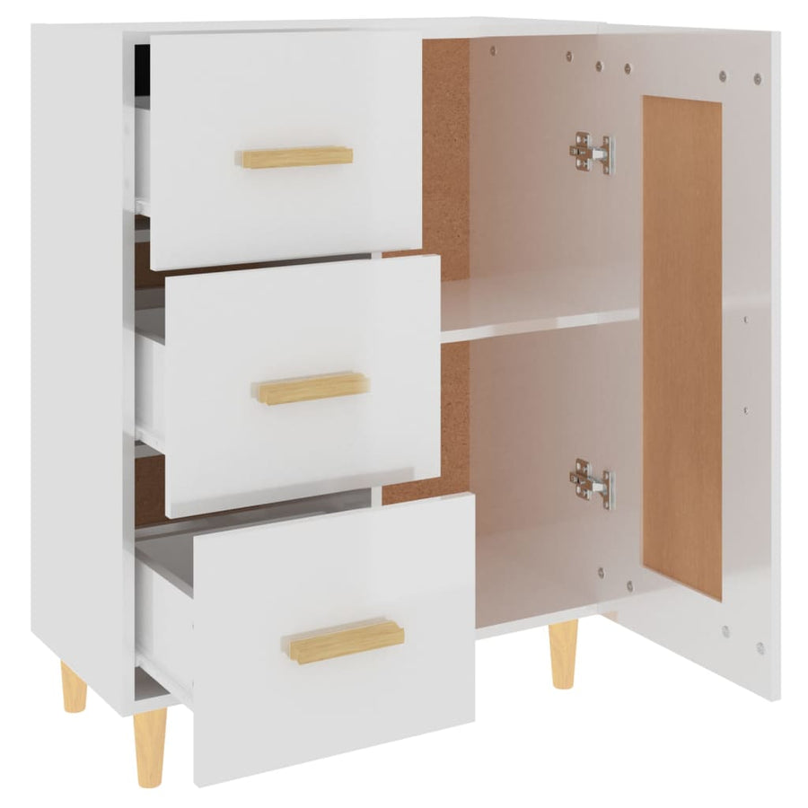 Dressoir 69,5X34X90 Cm Bewerkt Hout Hoogglans Wit
