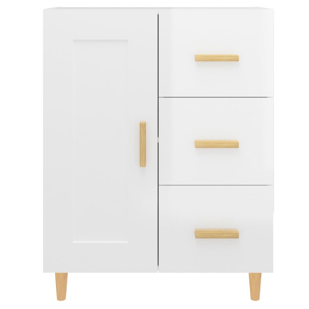 Dressoir 69,5X34X90 Cm Bewerkt Hout Hoogglans Wit