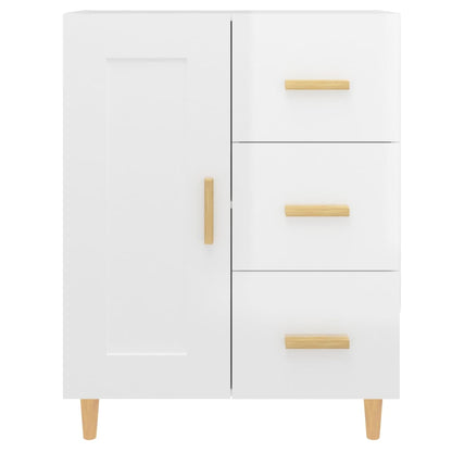 Dressoir 69,5X34X90 Cm Bewerkt Hout Hoogglans Wit