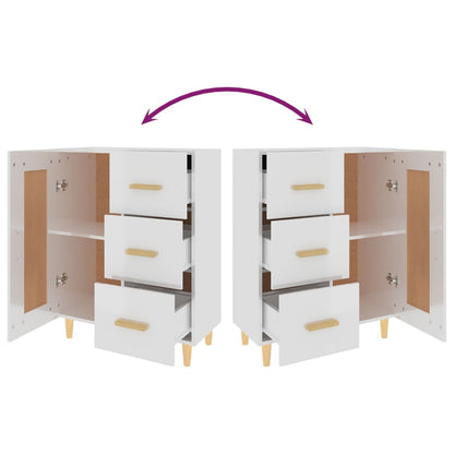 Dressoir 69,5X34X90 Cm Bewerkt Hout Hoogglans Wit