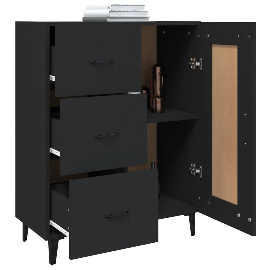 Dressoir 69,5X34X90 Cm Bewerkt Hout Zwart