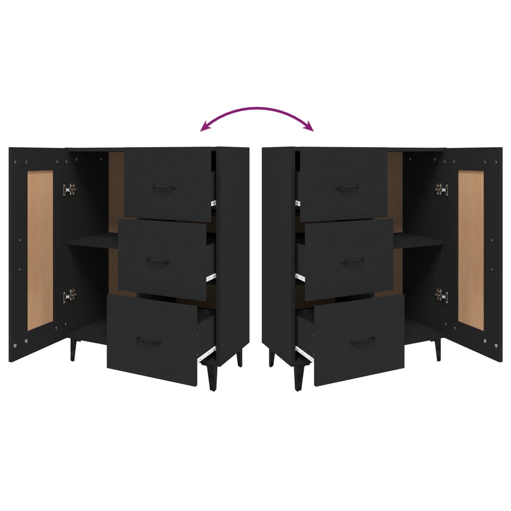 Dressoir 69,5X34X90 Cm Bewerkt Hout Zwart