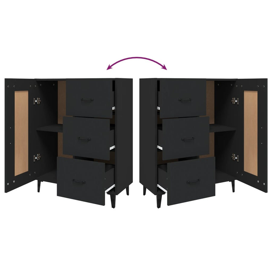 Dressoir 69,5X34X90 Cm Bewerkt Hout Zwart