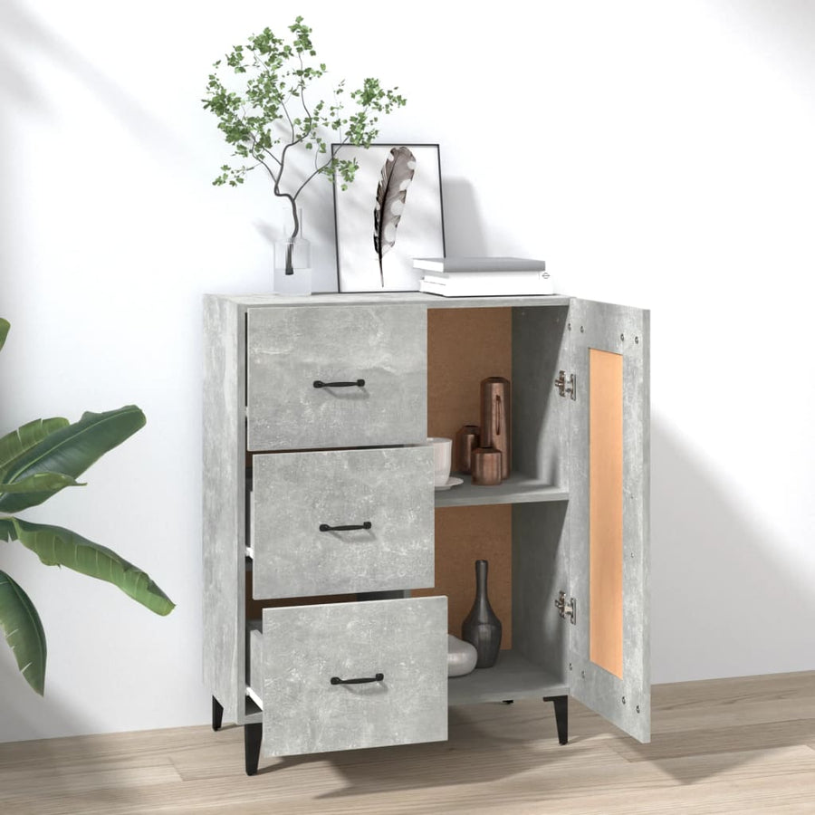 Dressoir 69,5X34X90 Cm Bewerkt Hout Betongrijs