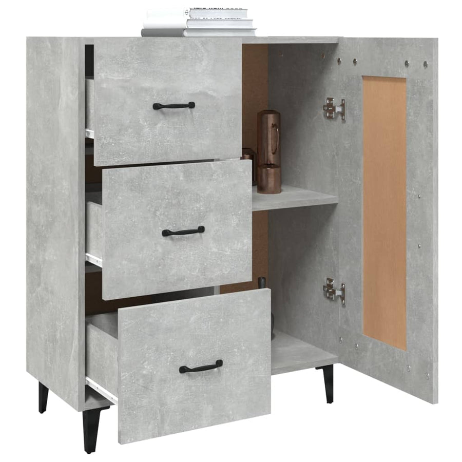 Dressoir 69,5X34X90 Cm Bewerkt Hout Betongrijs