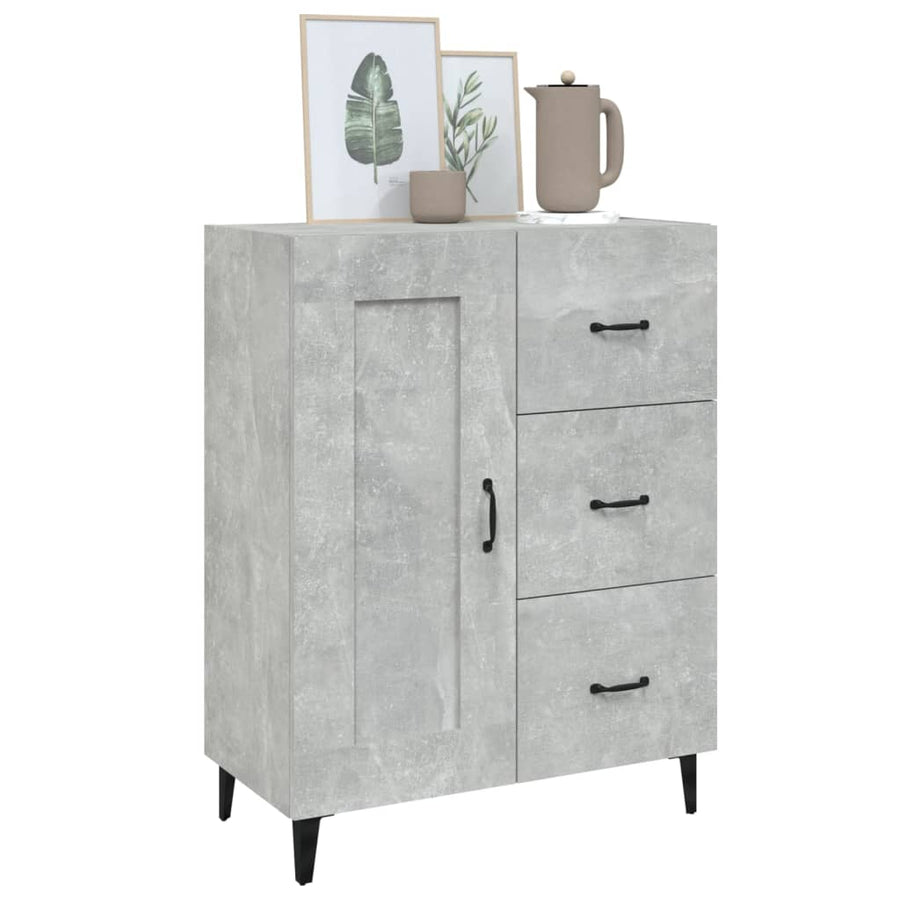 Dressoir 69,5X34X90 Cm Bewerkt Hout Betongrijs