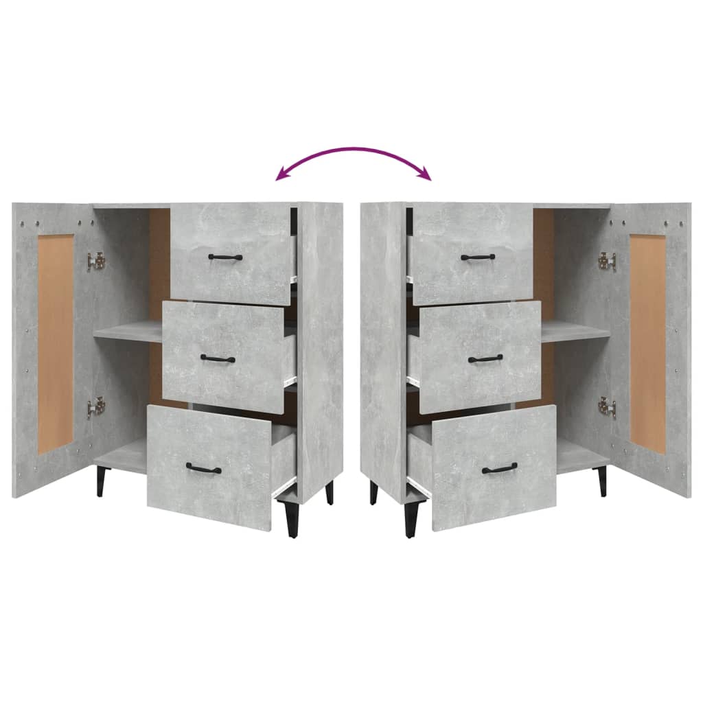 Dressoir 69,5X34X90 Cm Bewerkt Hout Betongrijs