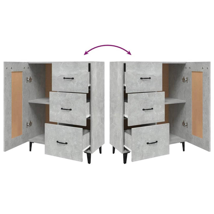 Dressoir 69,5X34X90 Cm Bewerkt Hout Betongrijs