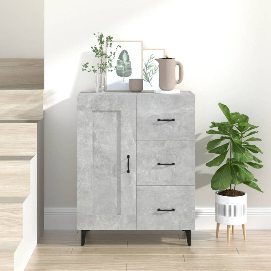 Dressoir 69,5X34X90 Cm Bewerkt Hout Betongrijs