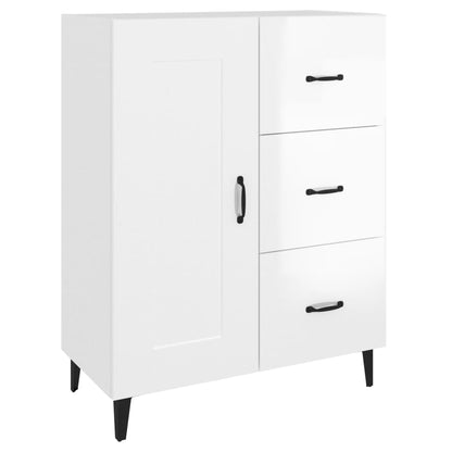 Dressoir 69,5X34X90 Cm Bewerkt Hout Hoogglans Wit