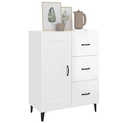 Dressoir 69,5X34X90 Cm Bewerkt Hout Hoogglans Wit