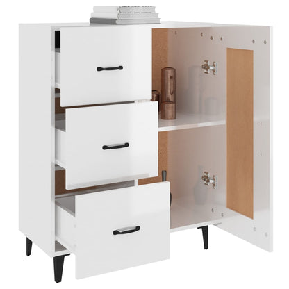 Dressoir 69,5X34X90 Cm Bewerkt Hout Hoogglans Wit