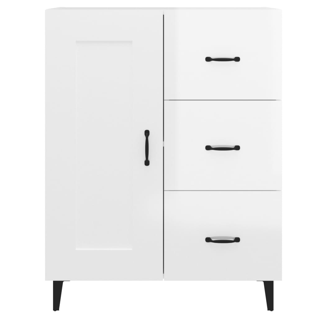 Dressoir 69,5X34X90 Cm Bewerkt Hout Hoogglans Wit