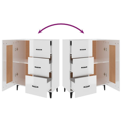 Dressoir 69,5X34X90 Cm Bewerkt Hout Hoogglans Wit
