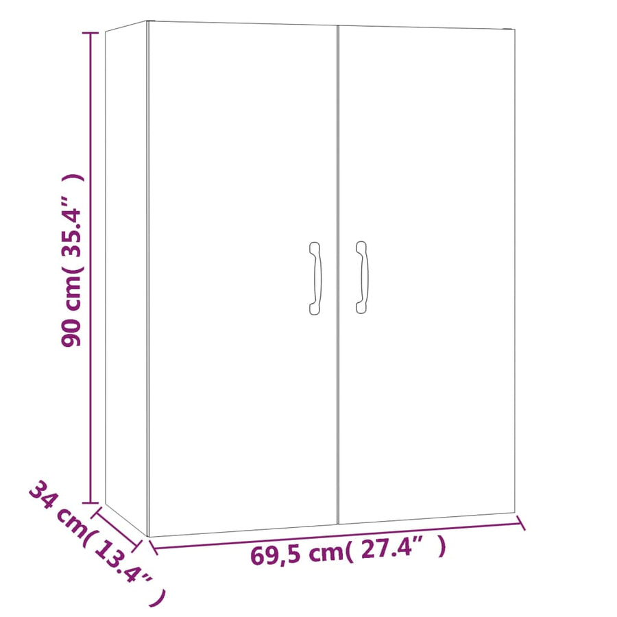 Hangkast 69,5X34X90 Cm Bewerkt Hout Betongrijs