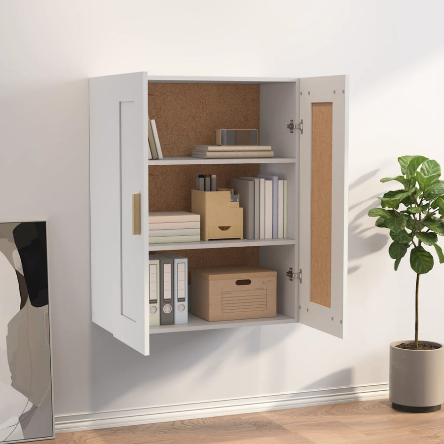 Wandkast 69,5x32,5x90 cm bewerkt hout wit