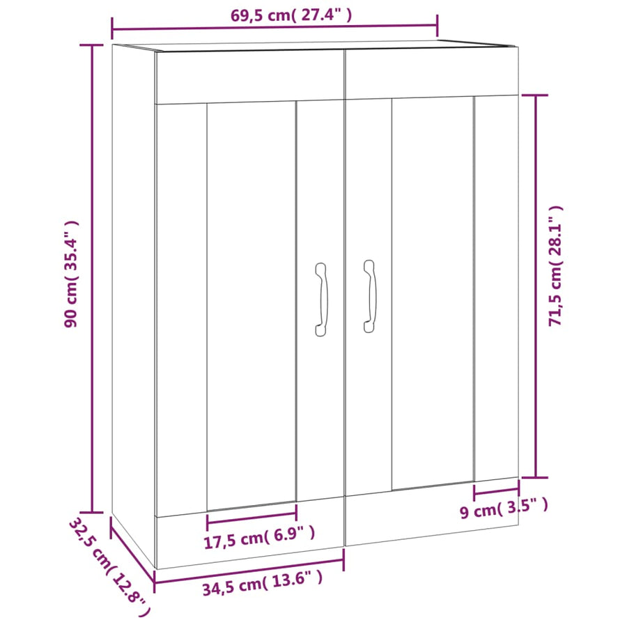 Hangkast 69,5X32,5X90 Cm Kleurig Sonoma eiken