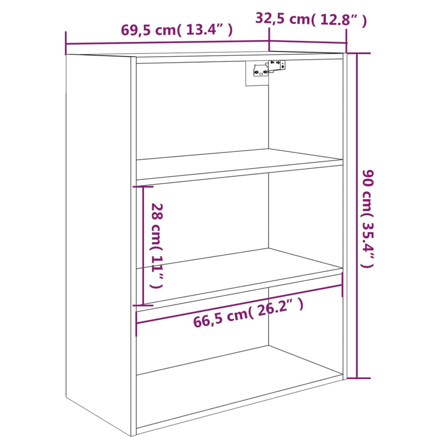 Hangkast 69,5X32,5X90 Cm Wit
