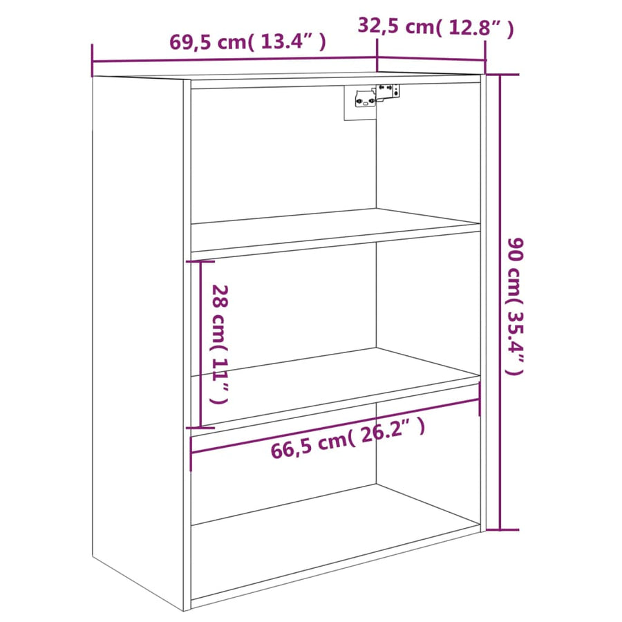 Hangkast 69,5X32,5X90 Cm Sonoma Eikenkleurig