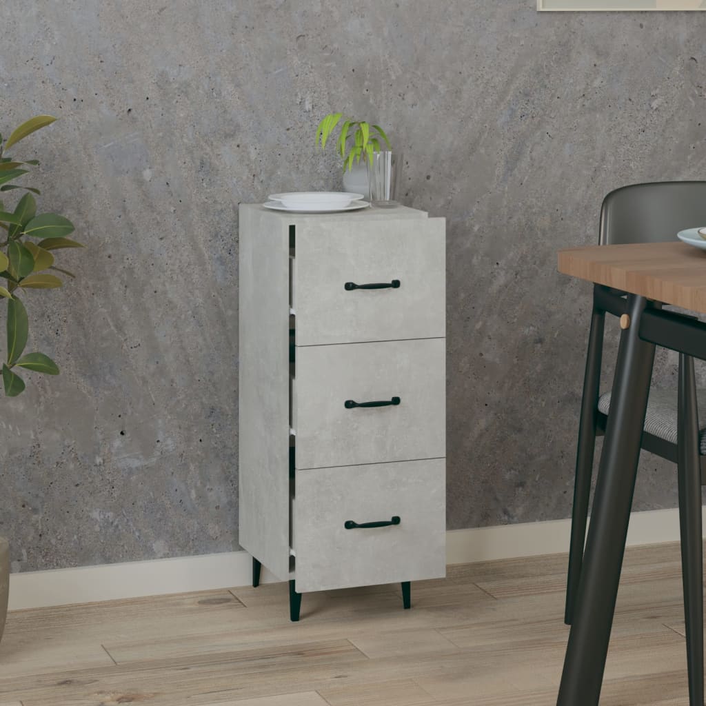 Dressoir 34,5X34X90 Cm Bewerkt Hout Betongrijs