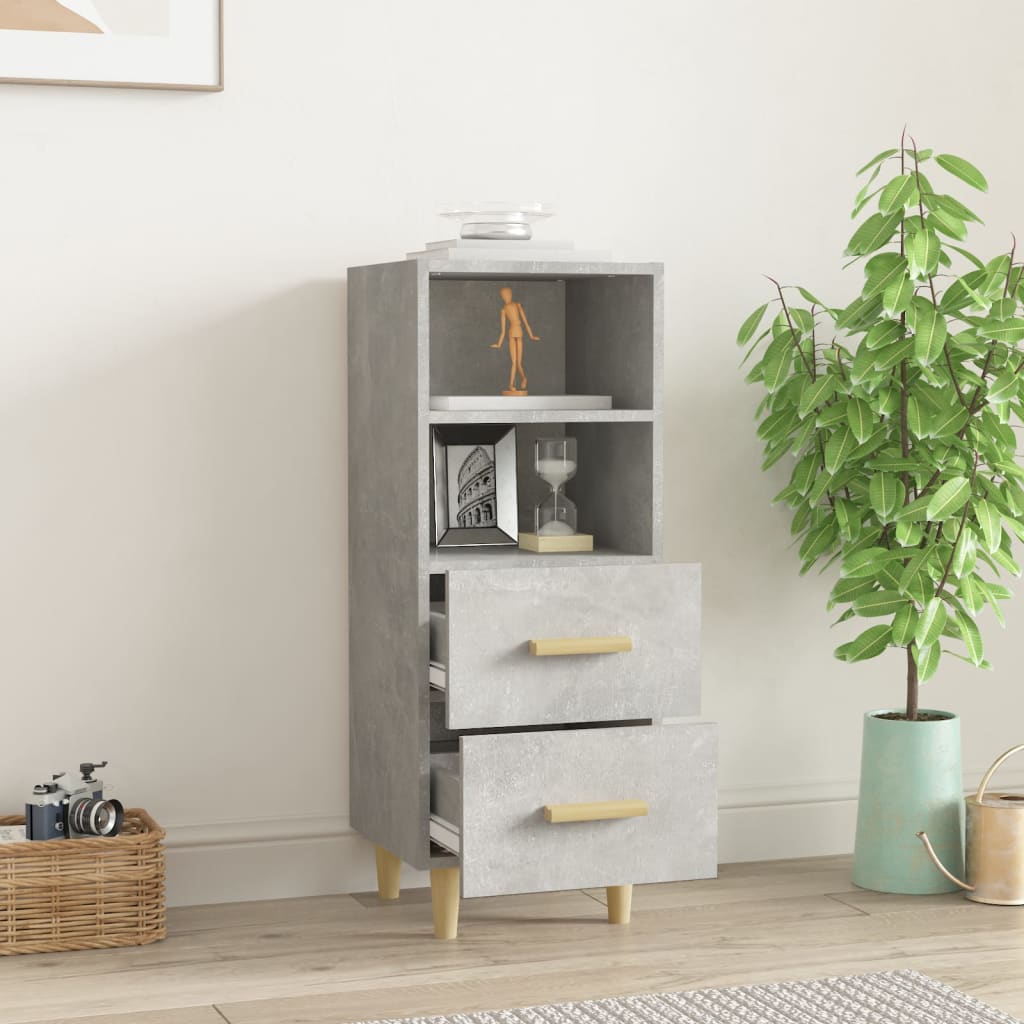 Dressoir 34,5X34X90 Cm Bewerkt Hout Betongrijs