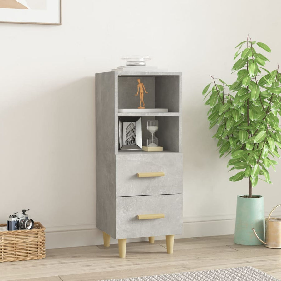 Dressoir 34,5X34X90 Cm Bewerkt Hout Betongrijs