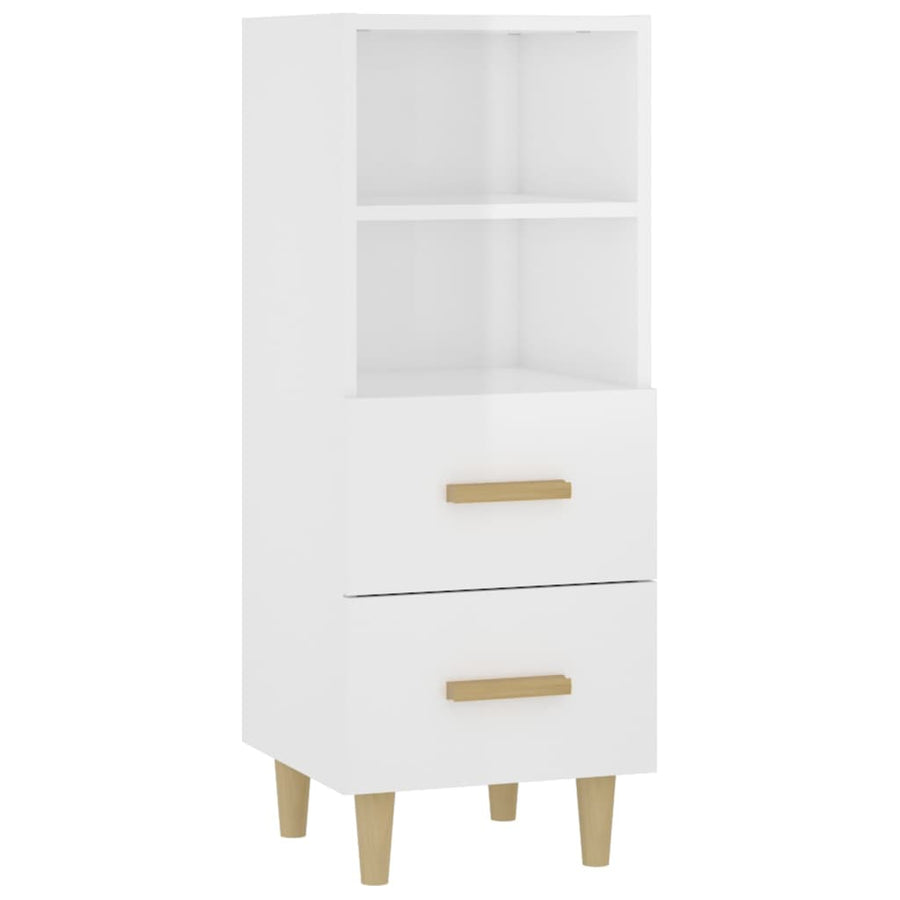 Dressoir 34,5X34X90 Cm Bewerkt Hout Hoogglans Wit