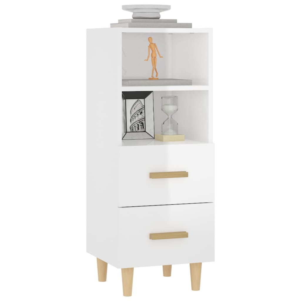 Dressoir 34,5X34X90 Cm Bewerkt Hout Hoogglans Wit