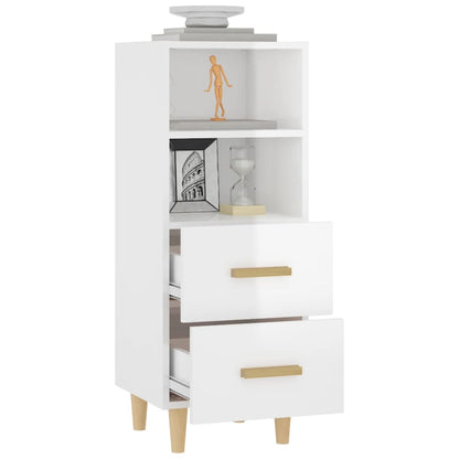 Dressoir 34,5X34X90 Cm Bewerkt Hout Hoogglans Wit
