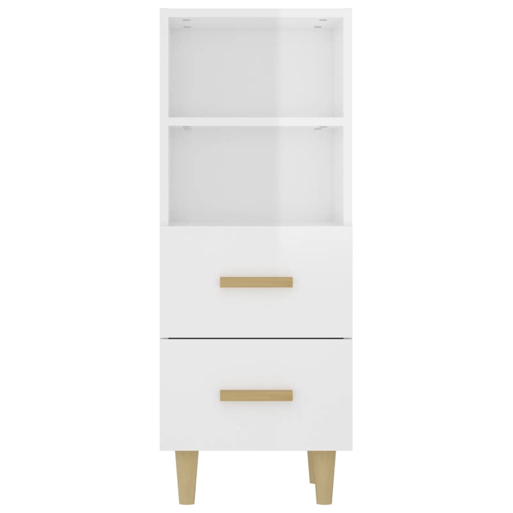 Dressoir 34,5X34X90 Cm Bewerkt Hout Hoogglans Wit
