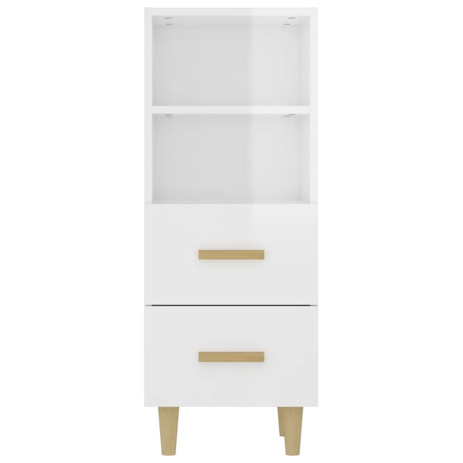 Dressoir 34,5X34X90 Cm Bewerkt Hout Hoogglans Wit