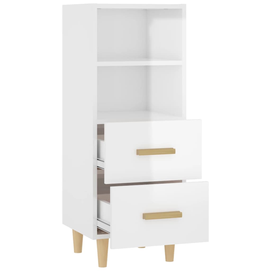 Dressoir 34,5X34X90 Cm Bewerkt Hout Hoogglans Wit