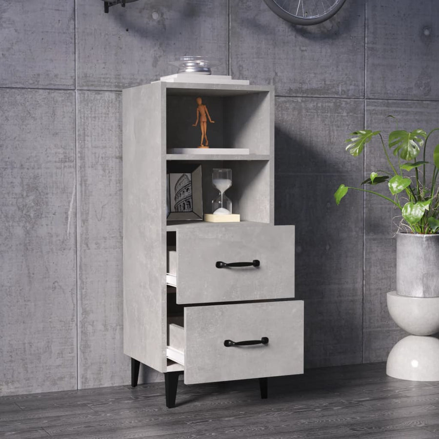 Dressoir 34,5X34X90 Cm Bewerkt Hout Betongrijs