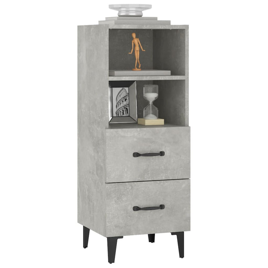 Dressoir 34,5X34X90 Cm Bewerkt Hout Betongrijs