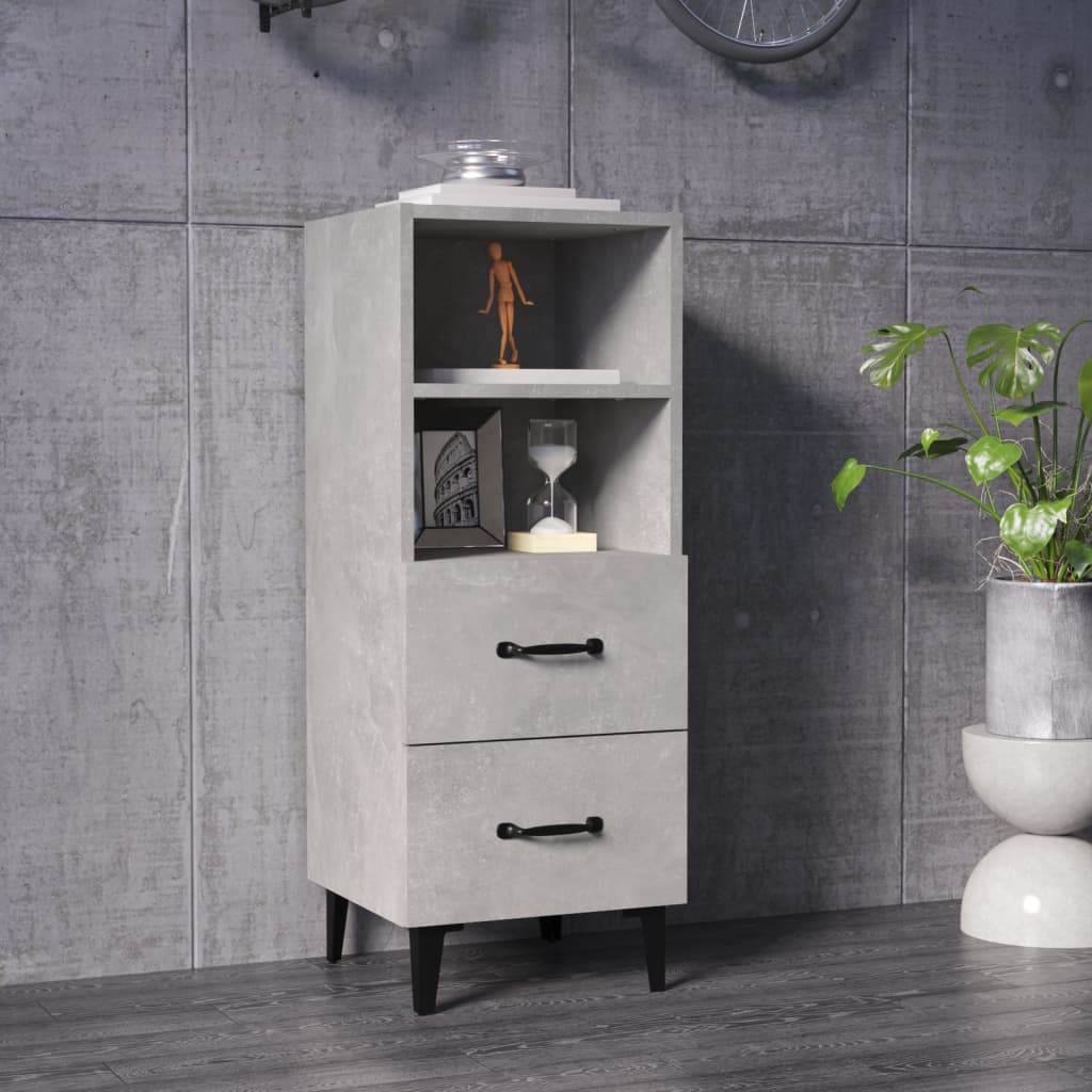 Dressoir 34,5X34X90 Cm Bewerkt Hout Betongrijs