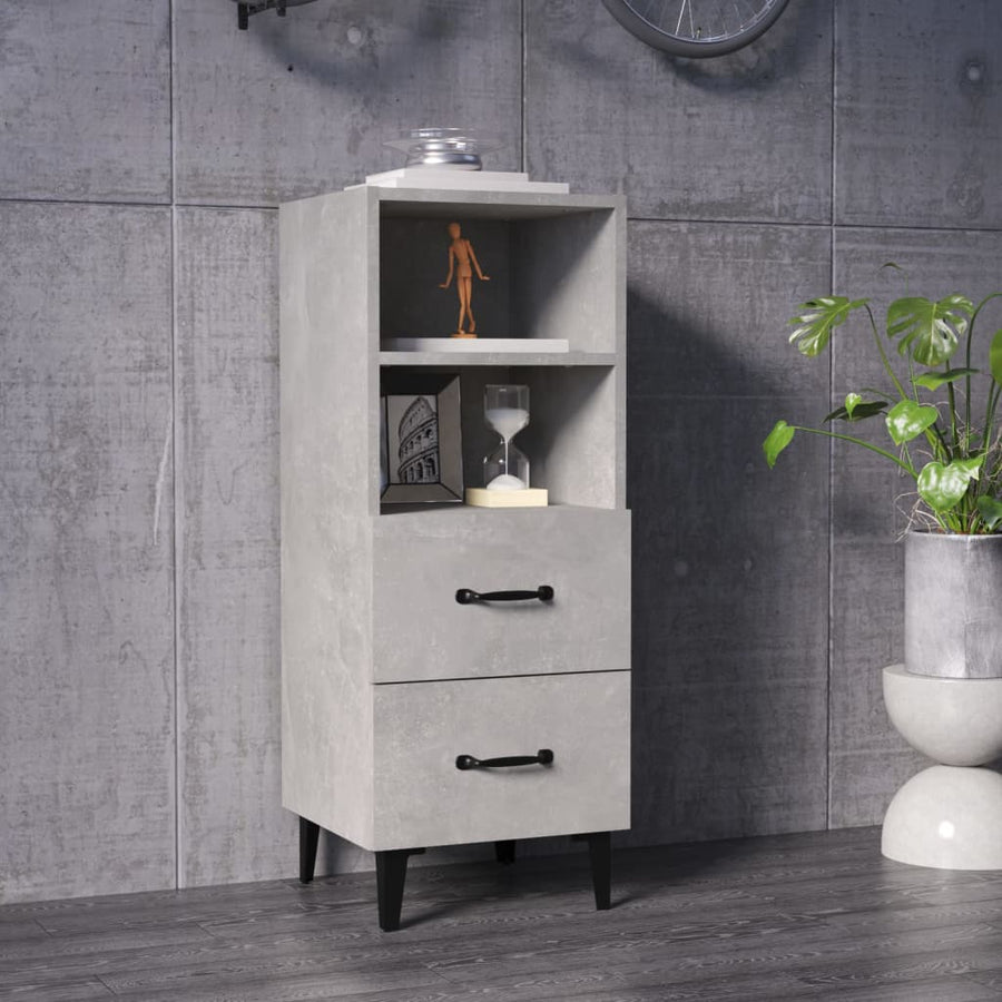 Dressoir 34,5X34X90 Cm Bewerkt Hout Betongrijs