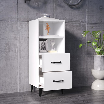Dressoir 34,5X34X90 Cm Bewerkt Hout Hoogglans Wit